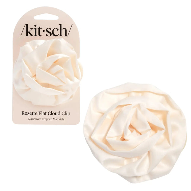 Kitsch Satin Rosette Flat Cloud Clip Cream