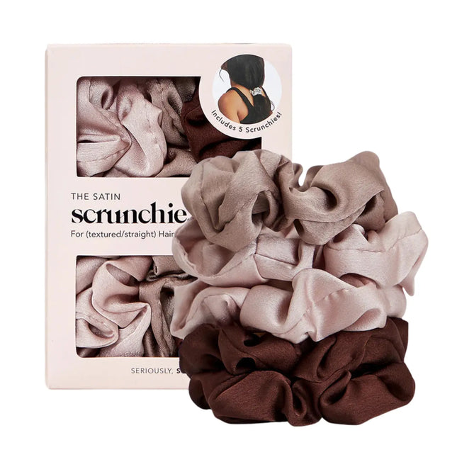 Kitsch Satin Sleep Scrunchies 5pc Set Cameo