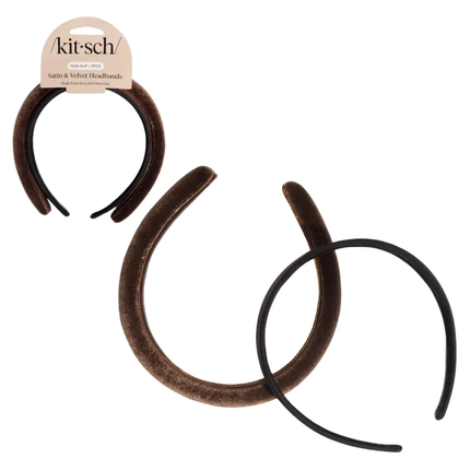 Kitsch Satin & Velvet Headbands Black/Cocoa
