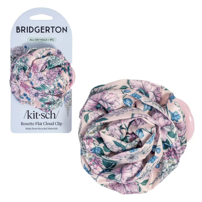 Kitsch x Bridgerton Satin Rosette Medium Flat Cloud Clip Wisteria