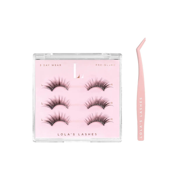 Lola's Lashes Tapered Flick Pre-glued Half Lashes Set, voorgelijmde halve nepwimpers met applicator