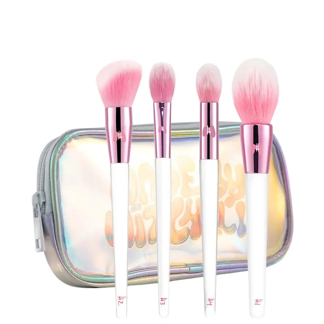 Made By Mitchell 4 Piece Brush Set Holographic Pouch
