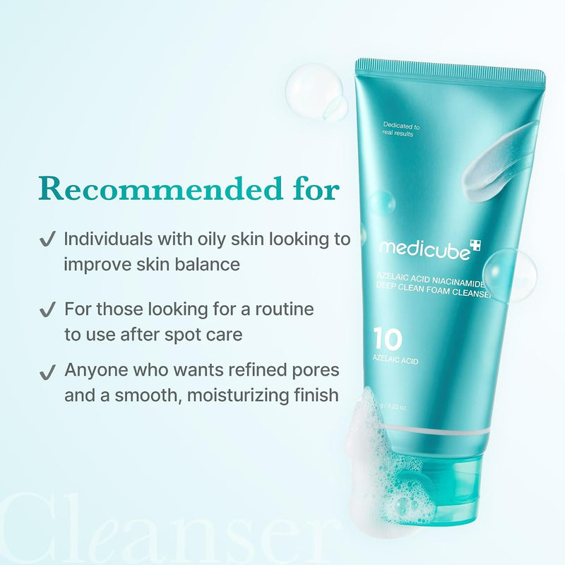 Medicube Azelaic ACID Niacinamide DEEP Clean FOAM Cleanser, gezichtsreiniger voor de vette en onzuivere huid