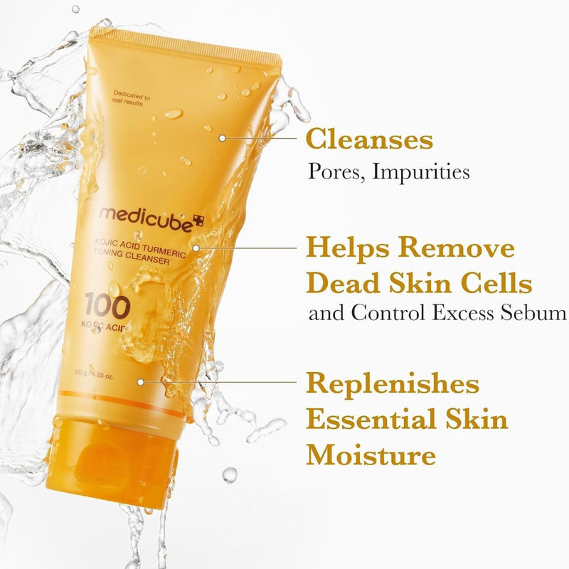 Medicube Kojic Acid Turmeric Toning Cleanser, gezichtsreiniger die hyperpigmentatie en donkere vlekken vermindert