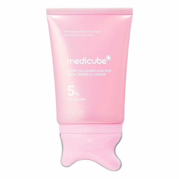 Medicube Pdrn Collagen Gua Sha Neck Wrinkle Cream, crème met ingebouwde gua sha applicator