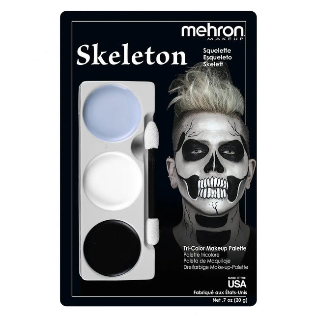 Mehron Makeup Tri-Color Makeup Palette Skeleton