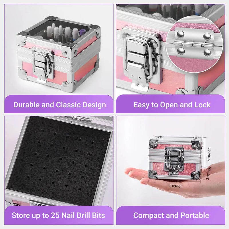 MelodySusie Ceramic Diamond Carbide Nail Drill Bits with Portable Holder Case 21Pcs
