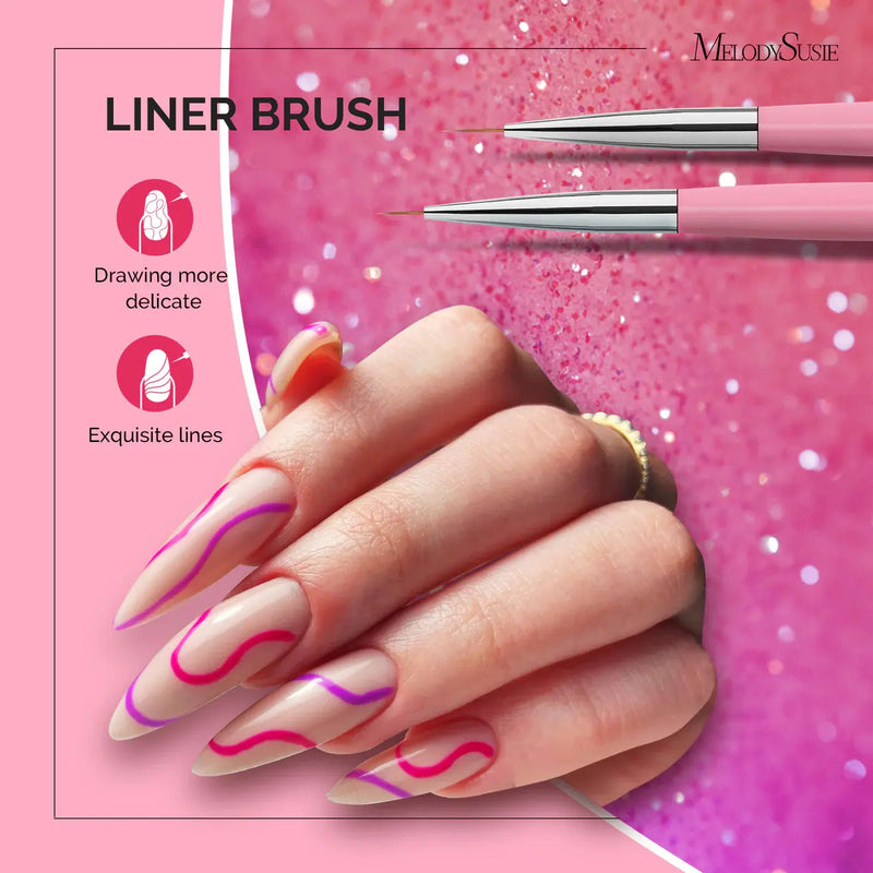 MelodySusie Nail Art Brushes Set Pink 6Pcs