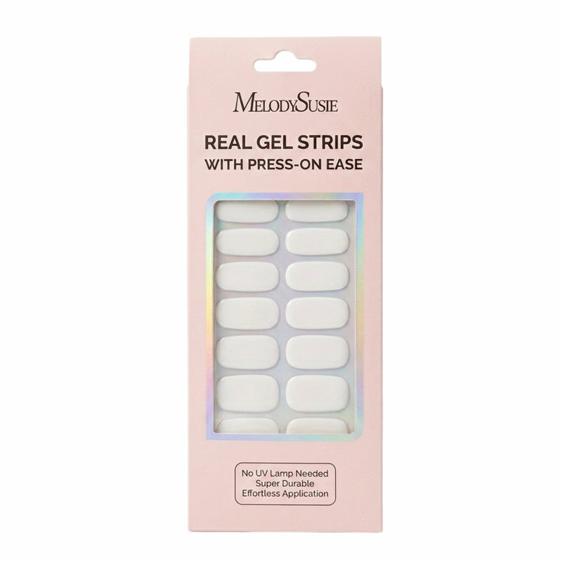 MelodySusie Summer Collection Real Gel Nail Strips Mani & Pedi Set Pure White