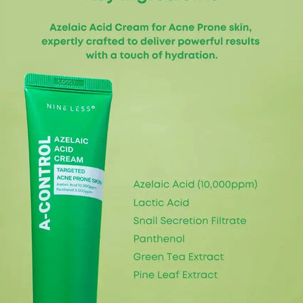 Nine Less A-Control 10% Azelaic Acid Cream 15 ml.