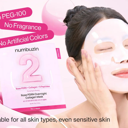 Numbuzin No.2 Rose PDRN Overnight Collagen Mask 4-Pack