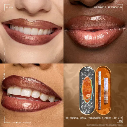 NYX Professional Makeup x Bridgerton Royal Treasures Duo Lipkit 06 Caramel Courtship + Toffee Temptation