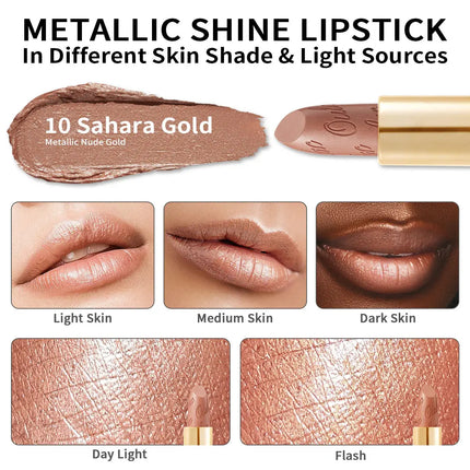 Oulac Metallic Shine Lipstick 10 Sahara Gold