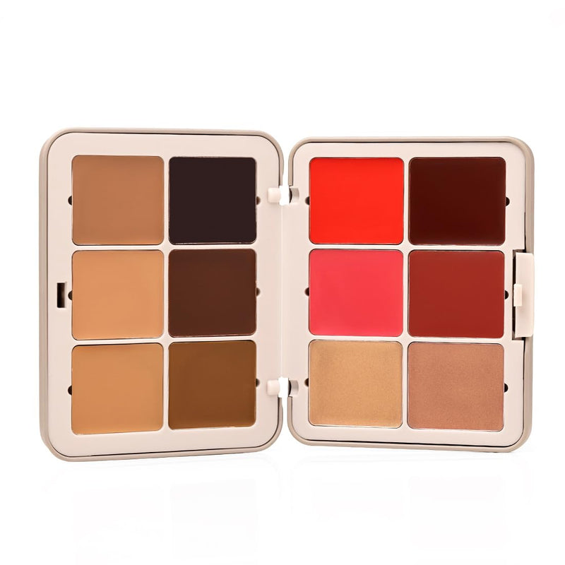 Palladio Beauty Multi Face Palette Tan To Deep, palette met 12 romige tinten voor het gezicht
