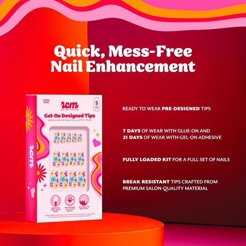 Red Carpet Manicure Gel-On Designed Tips Flower Power