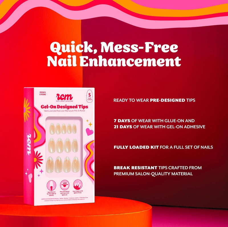Red Carpet Manicure Gel-On Designed Tips French Chrome