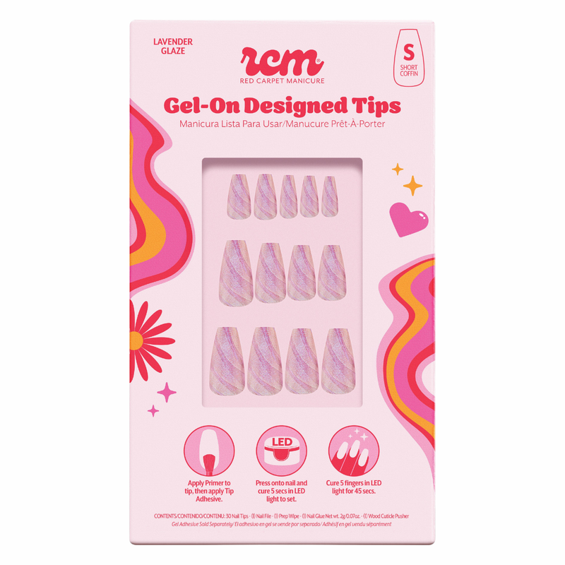 Red Carpet Manicure Gel-On Designed Tips Lavender Glaze