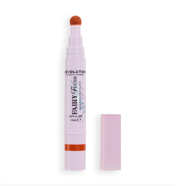 Geopende Fairy Flush Blush Stain Coral Curse met ronde siliconen applicator