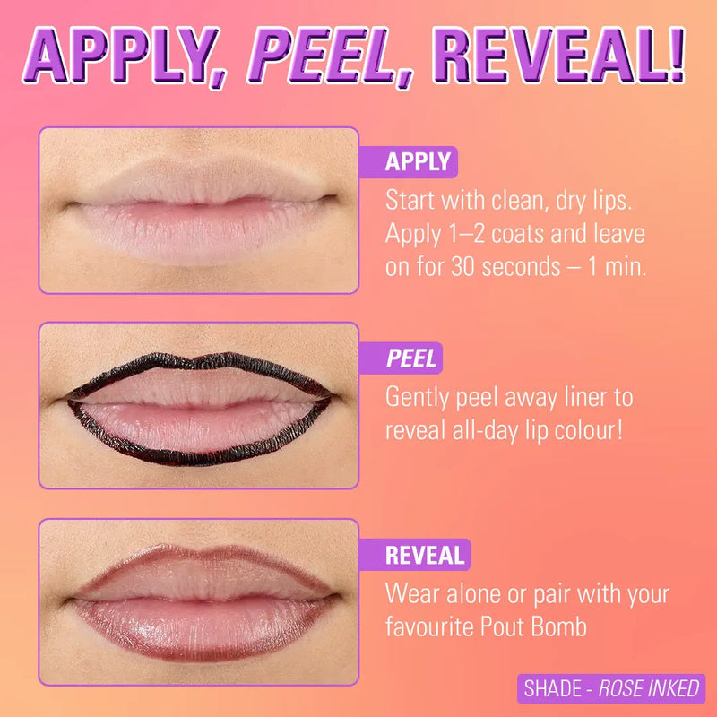 Revolution Lip Shift Ink Peel Off Lipliner Stain Rose Inked