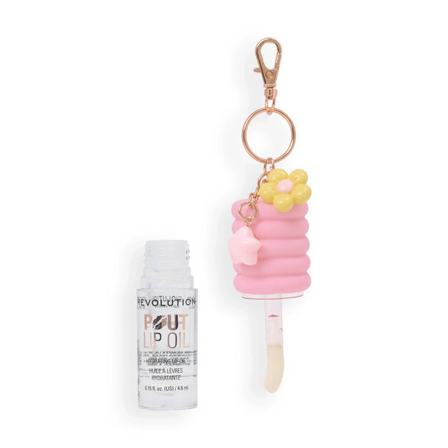 Revolution Pout Lip Oil Lychee Clear With Pink Charm
