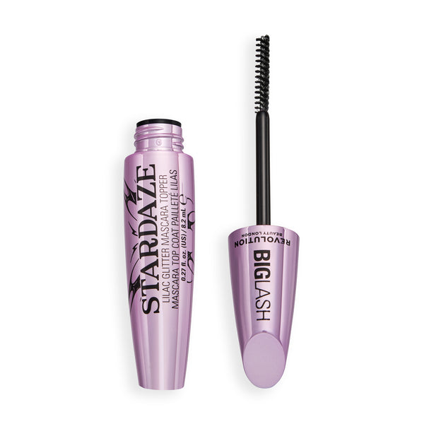 Geopende Stardaze mascara topper met het borsteltje ernaast