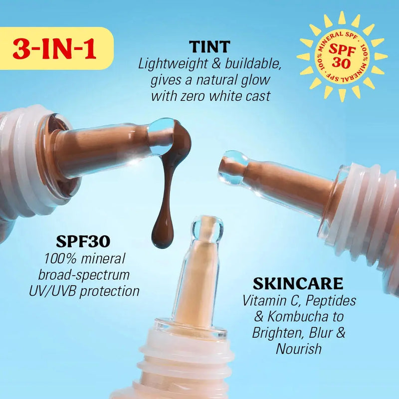 Revolution Superdewy SPF30 Skin Tint Fair Neutral, lichte foundation met SPF30, foto 2 van 5