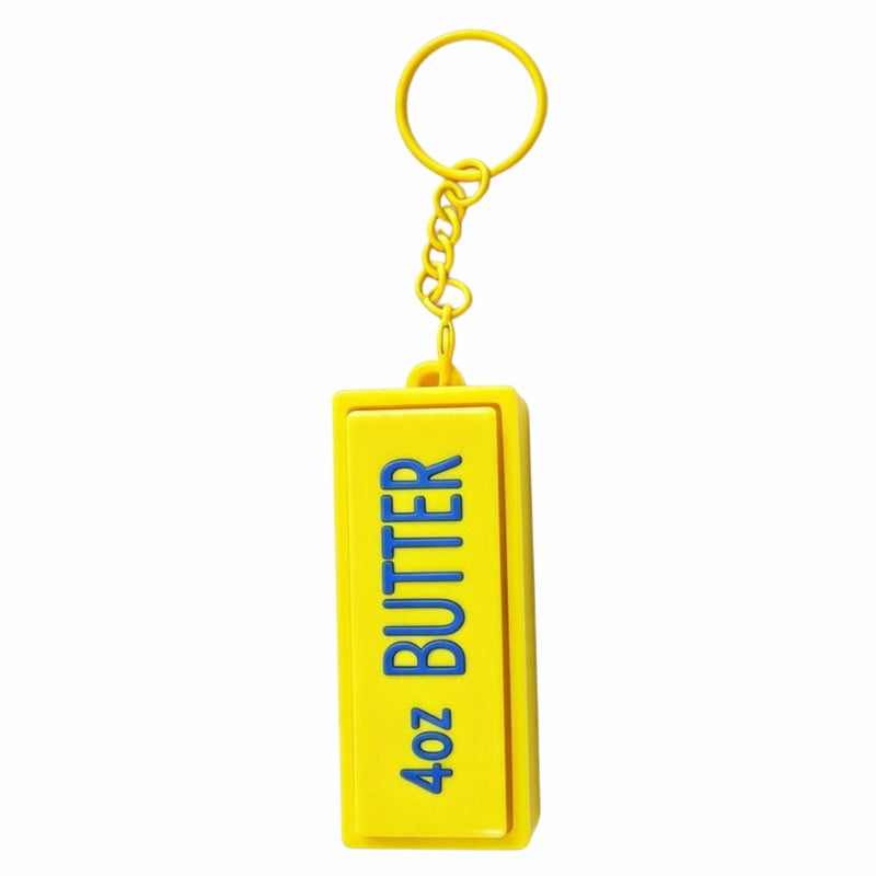 Squishy Clicker Keychain ASMR Butter, gele squishy sleutelhanger in botervorm