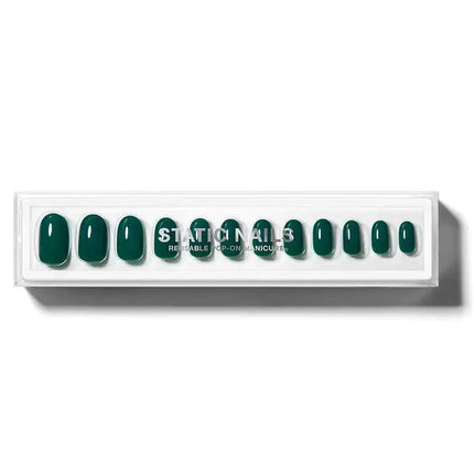 Static Nails Reusable Pop-On Manicure Emerald Noir Round