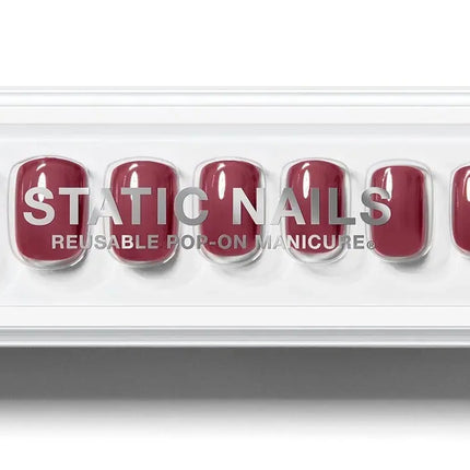 Static Nails Reusable Pop-On Manicure French Wine Square