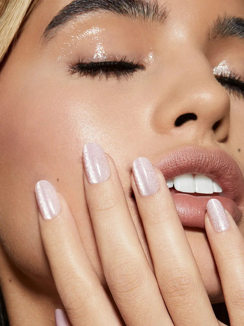 Static Nails Reusable Pop-On Manicure Velvet Nails Pink Round