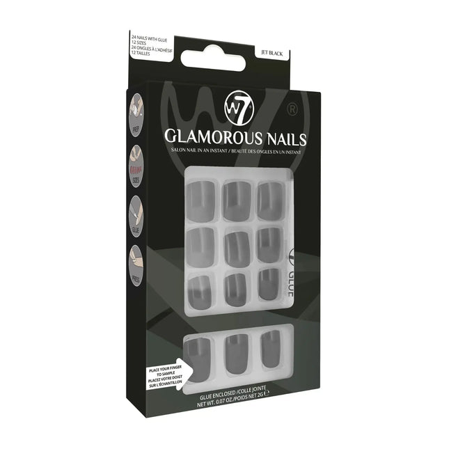 W7 Cosmetics Glamorous Press-On Nails Jet Black