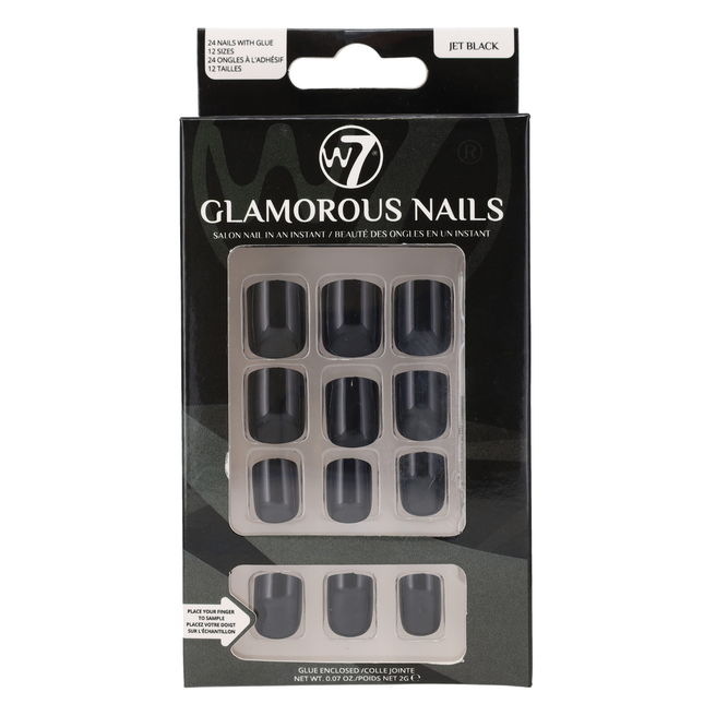 W7 Cosmetics Glamorous Press-On Nails Jet Black