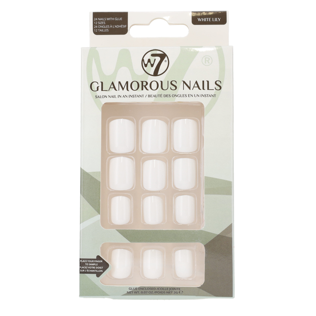 W7 Cosmetics Glamorous Press-On Nails White Lily