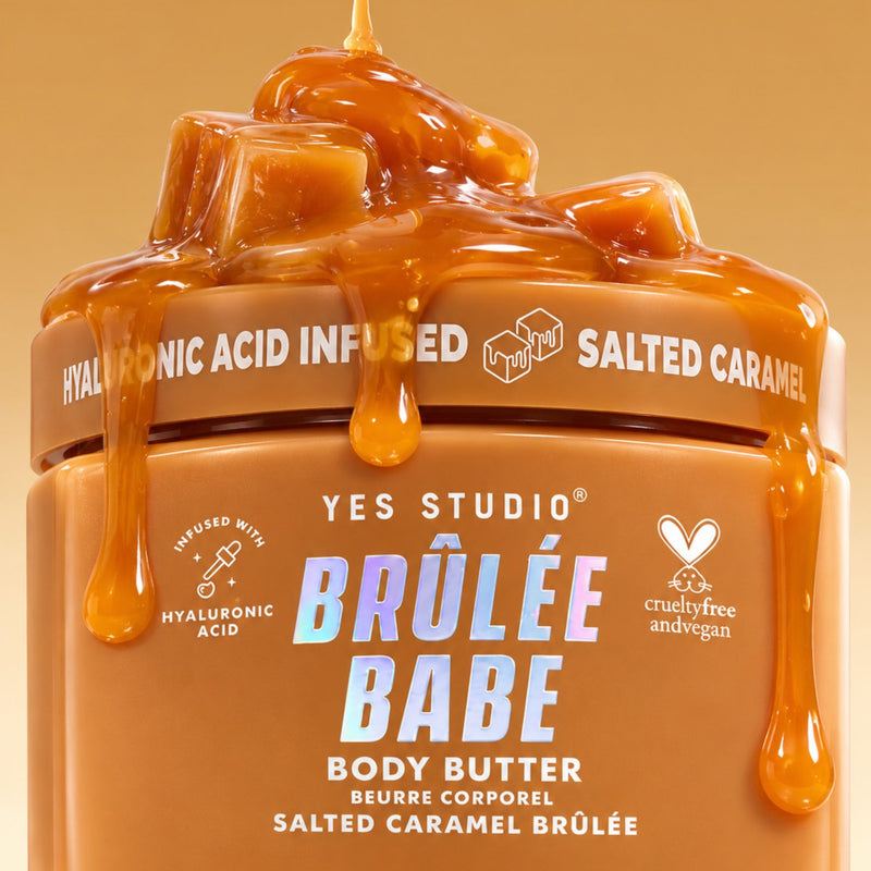 Yes Studio Body Butter Caramel Brulee, verrijkt met hyaluronzuur en sheaboter