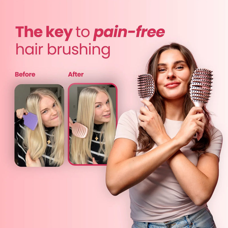 Yuaia Haircare Curvy Brush with Boar Bristles Soft Espresso, borstel voor glanzend haar, foto 4 van 8